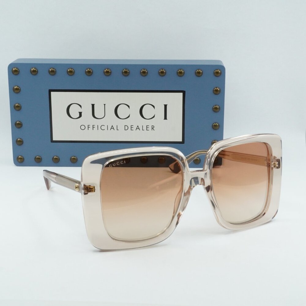 Gucci GG1314S 005 Square Sunglasses - Transparent Sand/Brown - Picture 6 of 9